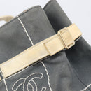 CHANEL Choco Bar Tote Bag Canvas Gray Gold CC Auth bs37923-17