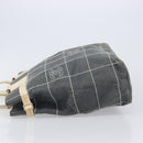 CHANEL Choco Bar Tote Bag Canvas Gray Gold CC Auth bs37923-5