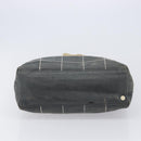 CHANEL Choco Bar Tote Bag Canvas Gray Gold CC Auth bs37923-9