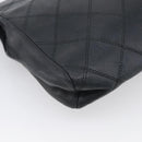 CHANEL Bicolore Clutch Bag Lamb Skin Black Gold Tone CC Auth bs37924-11
