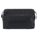 CHANEL Bicolore Clutch Bag Lamb Skin Black Gold Tone CC Auth bs37924-2