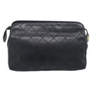 CHANEL Bicolore Clutch Bag Lamb Skin Black Gold Tone CC Auth bs37924-3