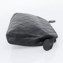 CHANEL Bicolore Clutch Bag Lamb Skin Black Gold Tone CC Auth bs37924-5