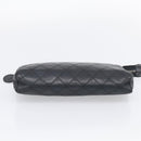 CHANEL Bicolore Clutch Bag Lamb Skin Black Gold Tone CC Auth bs37924-7