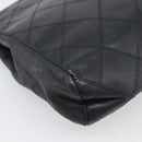 CHANEL Bicolore Clutch Bag Lamb Skin Black Gold Tone CC Auth bs37924-9