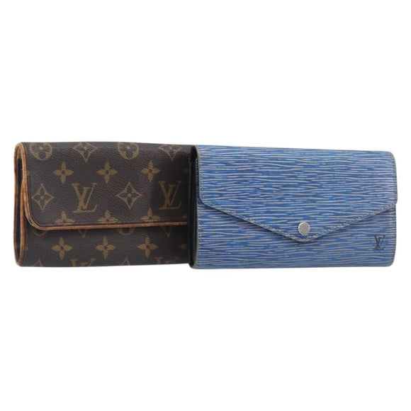 LOUIS VUITTON Monogram Epi Wallet 2 Set Blue LV Auth bs37932