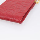 Saint Laurent Arabesque Pattern Coin Purse Leather Red Gold Tone Auth bs37943-11