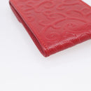 Saint Laurent Arabesque Pattern Coin Purse Leather Red Gold Tone Auth bs37943-12