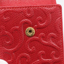 Saint Laurent Arabesque Pattern Coin Purse Leather Red Gold Tone Auth bs37943-14