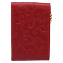 Saint Laurent Arabesque Pattern Coin Purse Leather Red Gold Tone Auth bs37943-3