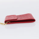 Saint Laurent Arabesque Pattern Coin Purse Leather Red Gold Tone Auth bs37943-4
