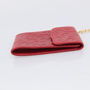 Saint Laurent Arabesque Pattern Coin Purse Leather Red Gold Tone Auth bs37943-5