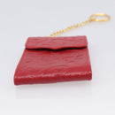 Saint Laurent Arabesque Pattern Coin Purse Leather Red Gold Tone Auth bs37943-8