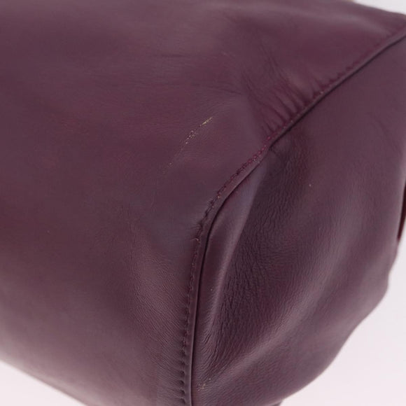 FENDI Hand Bag Leather Purple Silver Auth bs37945