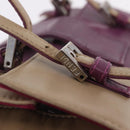 FENDI Hand Bag Leather Purple Silver Auth bs37945-15