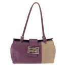 FENDI Hand Bag Leather Purple Silver Auth bs37945-2