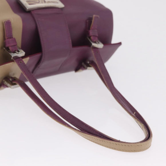 FENDI Hand Bag Leather Purple Silver Auth bs37945