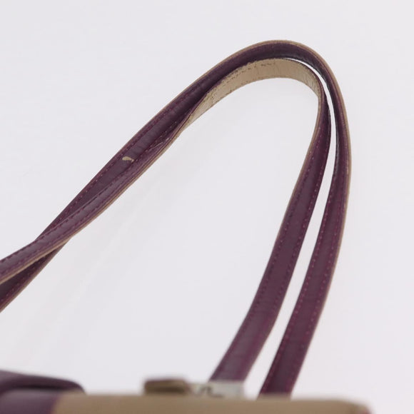 FENDI Hand Bag Leather Purple Silver Auth bs37945