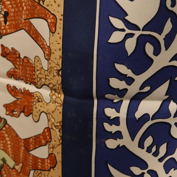 HERMES Carre 90 Scarf ""EARLY AMERICA"" Silk Blue Auth bs37948