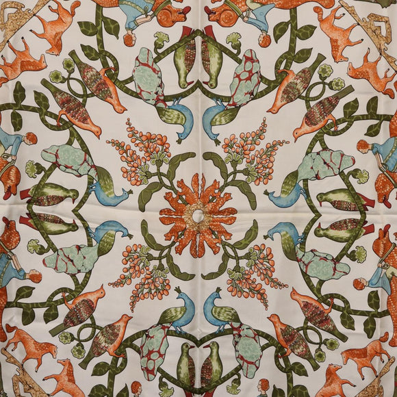 HERMES Carre 90 Scarf ""EARLY AMERICA"" Silk Blue Auth bs37948