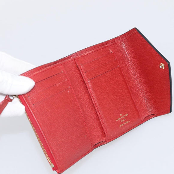 LOUIS VUITTON Monogram Empreinte Portefeuille Victorine Red M62554 Auth bs37958