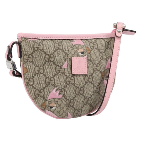 GUCCI GG Supreme Children's ZOO Papagallo PVC Beige Pink 297540 Auth bs37963A