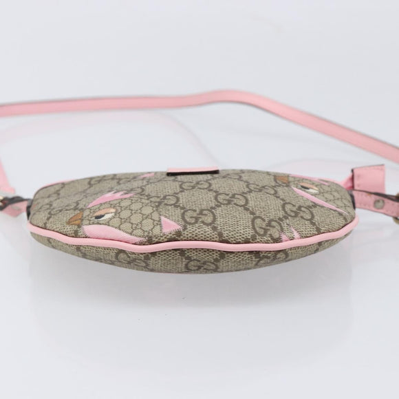 GUCCI GG Supreme Children's ZOO Papagallo PVC Beige Pink 297540 Auth bs37963A