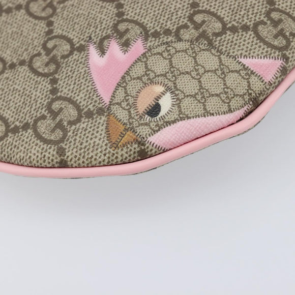 GUCCI GG Supreme Children's ZOO Papagallo PVC Beige Pink 297540 Auth bs37963A