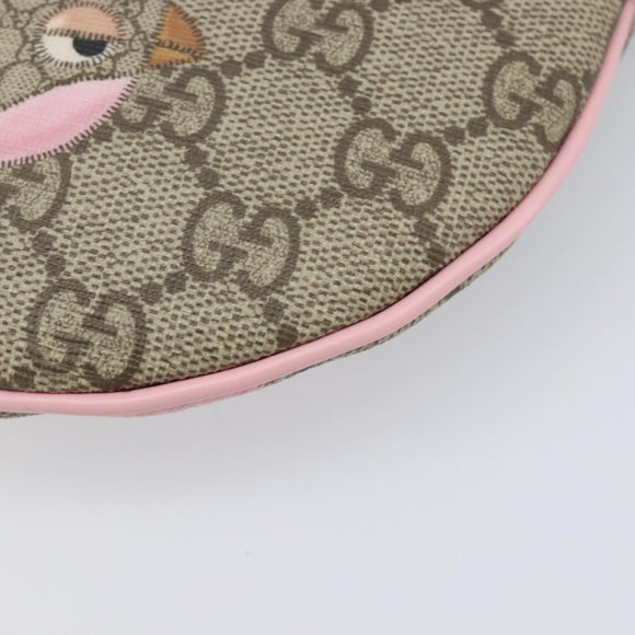 GUCCI GG Supreme Children's ZOO Papagallo PVC Beige Pink 297540 Auth bs37963A