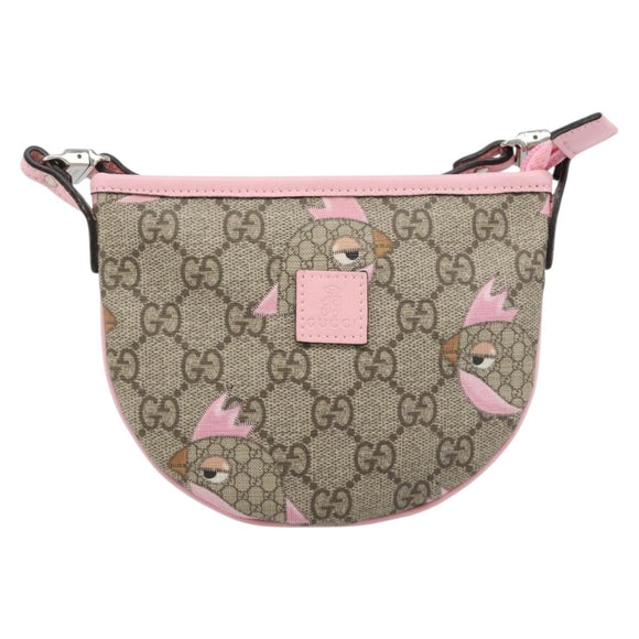 GUCCI GG Supreme Children's ZOO Papagallo PVC Beige Pink 297540 Auth bs37963A