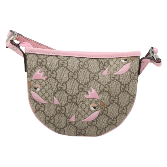 GUCCI GG Supreme Children's ZOO Papagallo PVC Beige Pink 297540 Auth bs37963A