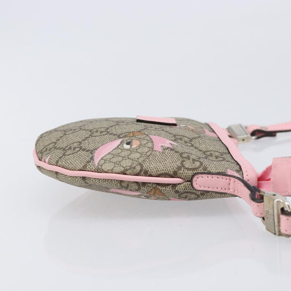 GUCCI GG Supreme Children's ZOO Papagallo PVC Beige Pink 297540 Auth bs37963A