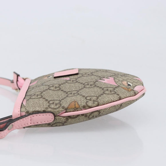 GUCCI GG Supreme Children's ZOO Papagallo PVC Beige Pink 297540 Auth bs37963A