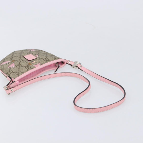 GUCCI GG Supreme Children's ZOO Papagallo PVC Beige Pink 297540 Auth bs37963A