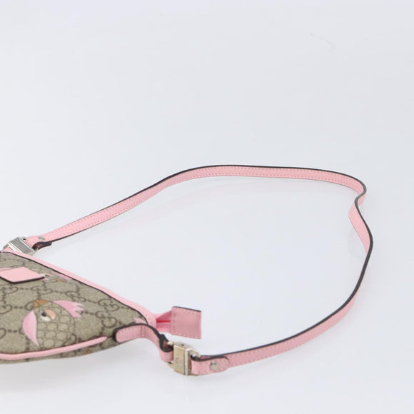 GUCCI GG Supreme Children's ZOO Papagallo PVC Beige Pink 297540 Auth bs37963A