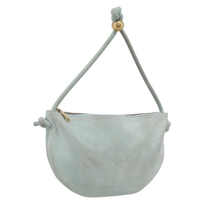 Bottega Veneta Hand Bag Suede Light Blue Gold Tone Auth bs37969
