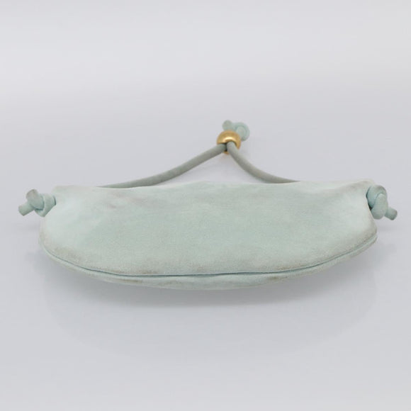 Bottega Veneta Hand Bag Suede Light Blue Gold Tone Auth bs37969