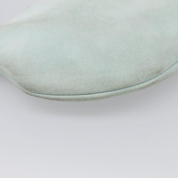 Bottega Veneta Hand Bag Suede Light Blue Gold Tone Auth bs37969