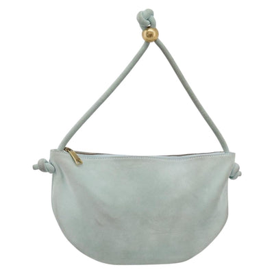 Bottega Veneta Hand Bag Suede Light Blue Gold Tone Auth bs37969 - 0