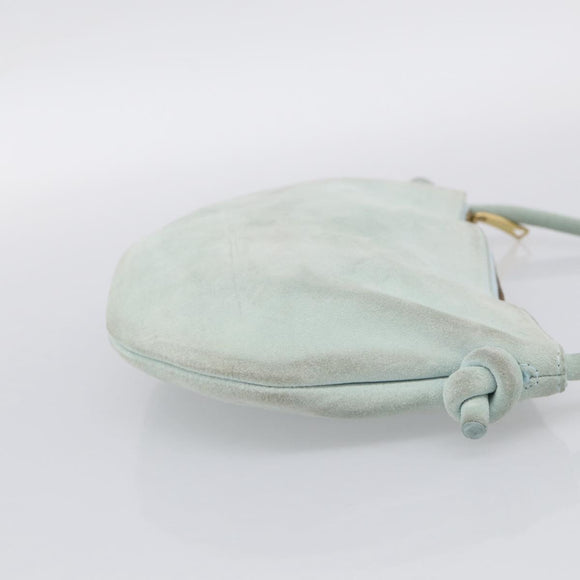 Bottega Veneta Hand Bag Suede Light Blue Gold Tone Auth bs37969