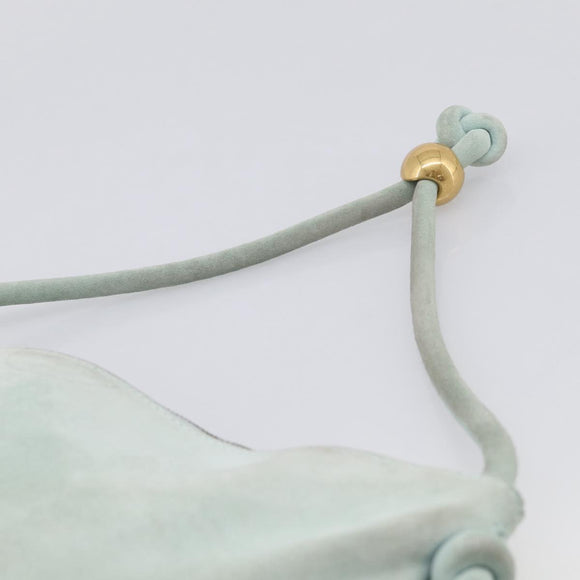 Bottega Veneta Hand Bag Suede Light Blue Gold Tone Auth bs37969