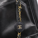 CHANEL Matelasse Chain Shoulder Bag Lamb Skin Black Gold Tone CC Auth bs37970-14