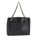 CHANEL Matelasse Chain Shoulder Bag Lamb Skin Black Gold Tone CC Auth bs37970-2