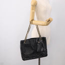 CHANEL Matelasse Chain Shoulder Bag Lamb Skin Black Gold Tone CC Auth bs37970-25
