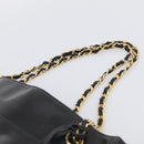CHANEL Matelasse Chain Shoulder Bag Lamb Skin Black Gold Tone CC Auth bs37970-8