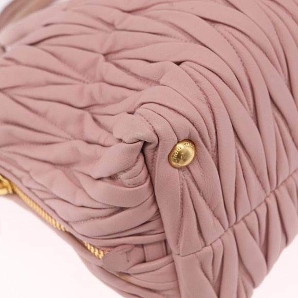 Miu Miu Matelasse Hand Bag Leather 2way Pink Gold Tone Auth bs37973V