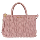 Miu Miu Matelasse Hand Bag Leather 2way Pink Gold Tone Auth bs37973V-2