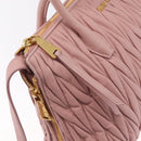 Miu Miu Matelasse Hand Bag Leather 2way Pink Gold Tone Auth bs37973V-20