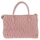 Miu Miu Matelasse Hand Bag Leather 2way Pink Gold Tone Auth bs37973V-3