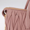 Miu Miu Matelasse Hand Bag Leather 2way Pink Gold Tone Auth bs37973V-4